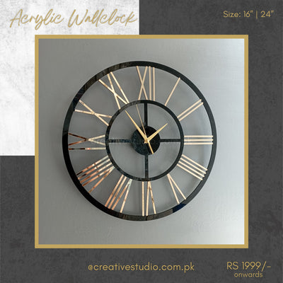 Acrylic Wall Clock Gold & Black Wall Clock