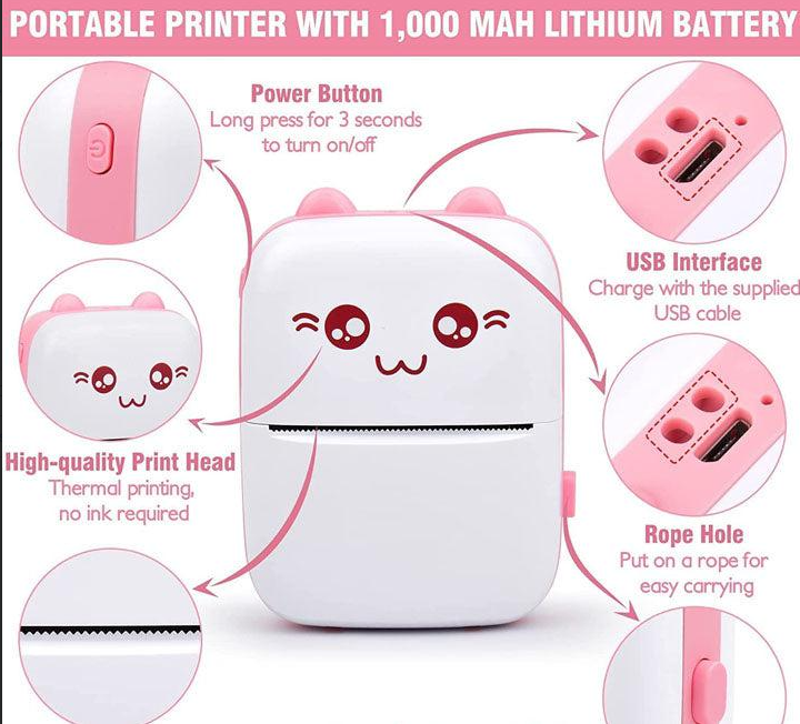 Portable Mini Pocket Printer BT Thermal Printer